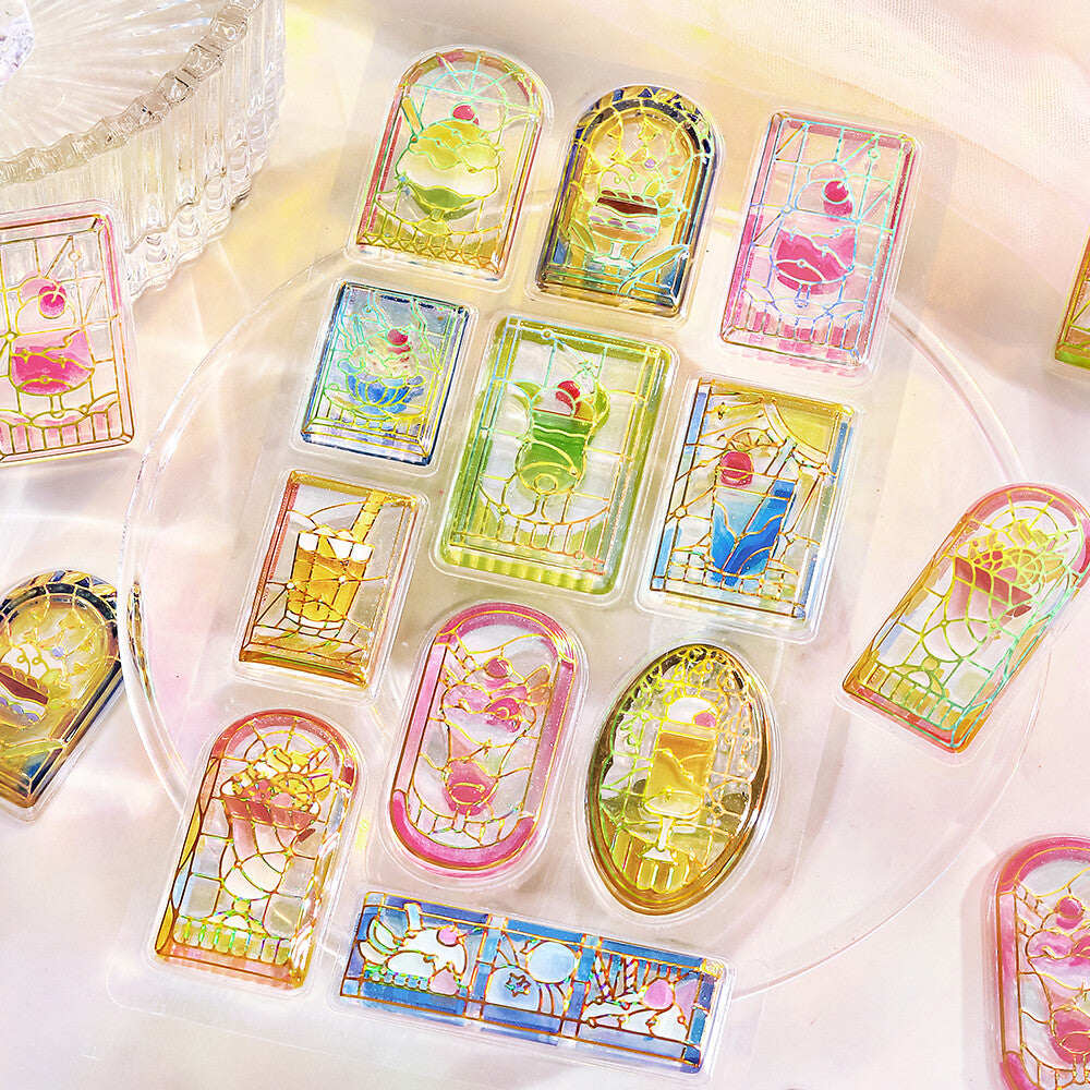 BGM - Kyururun 3D Crystal Sticker Sheet Vol. 2 - Cafe A La Mode Stained Glass Vol. 2