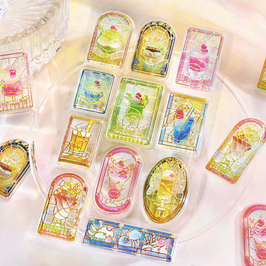 BGM - Kyururun 3D Crystal Sticker Sheet Vol. 2 - Cafe A La Mode Stained Glass Vol. 2