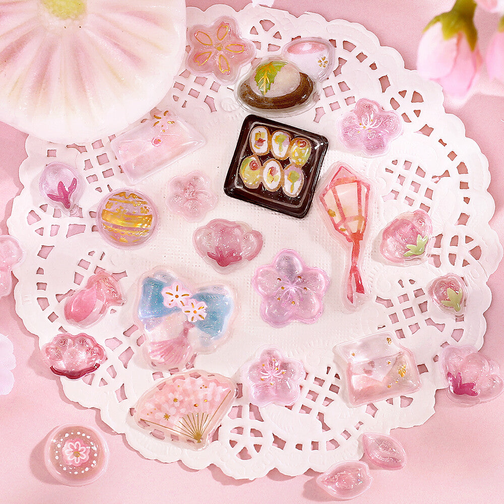 BGM - Kyururun 3D Crystal Sticker Sheet Vol. 2 - Cute Cherry Blossoms / Sakura