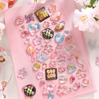 BGM - Kyururun 3D Crystal Sticker Sheet Vol. 2 - Cute Cherry Blossoms / Sakura