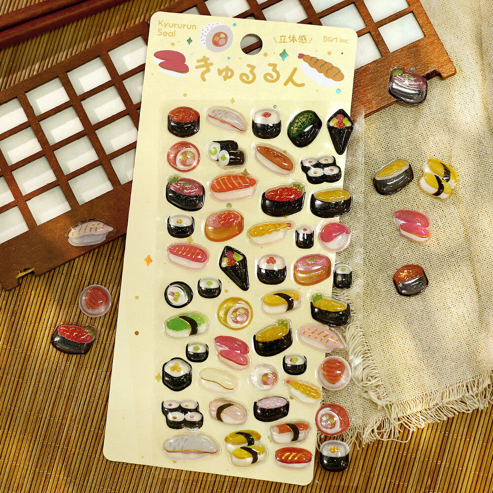 BGM - Kyururun 3D Crystal Sticker Sheet Vol. 2 - Cute Sushi