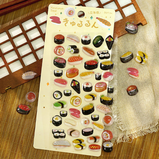 BGM - Kyururun 3D Crystal Sticker Sheet Vol. 2 - Cute Sushi