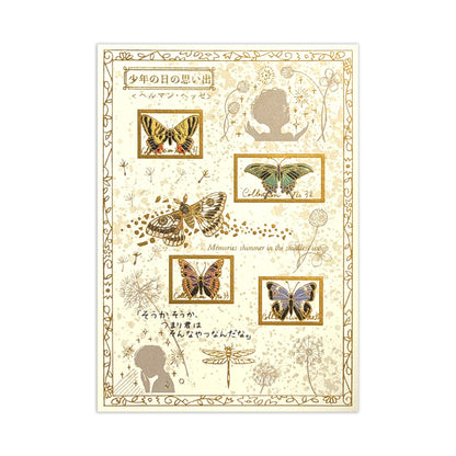 SEAL-DO Shinzi Katoh - Foil-Stamped Postcard - Walking Through Literature Series - Memories of a Boy's Day