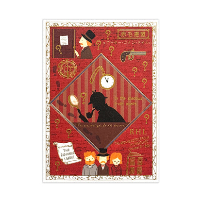 SEAL-DO Shinzi Katoh - Foil-Stamped Postcard - Walking Through Literature Series - Sherlock Holmes The Red-Headed League