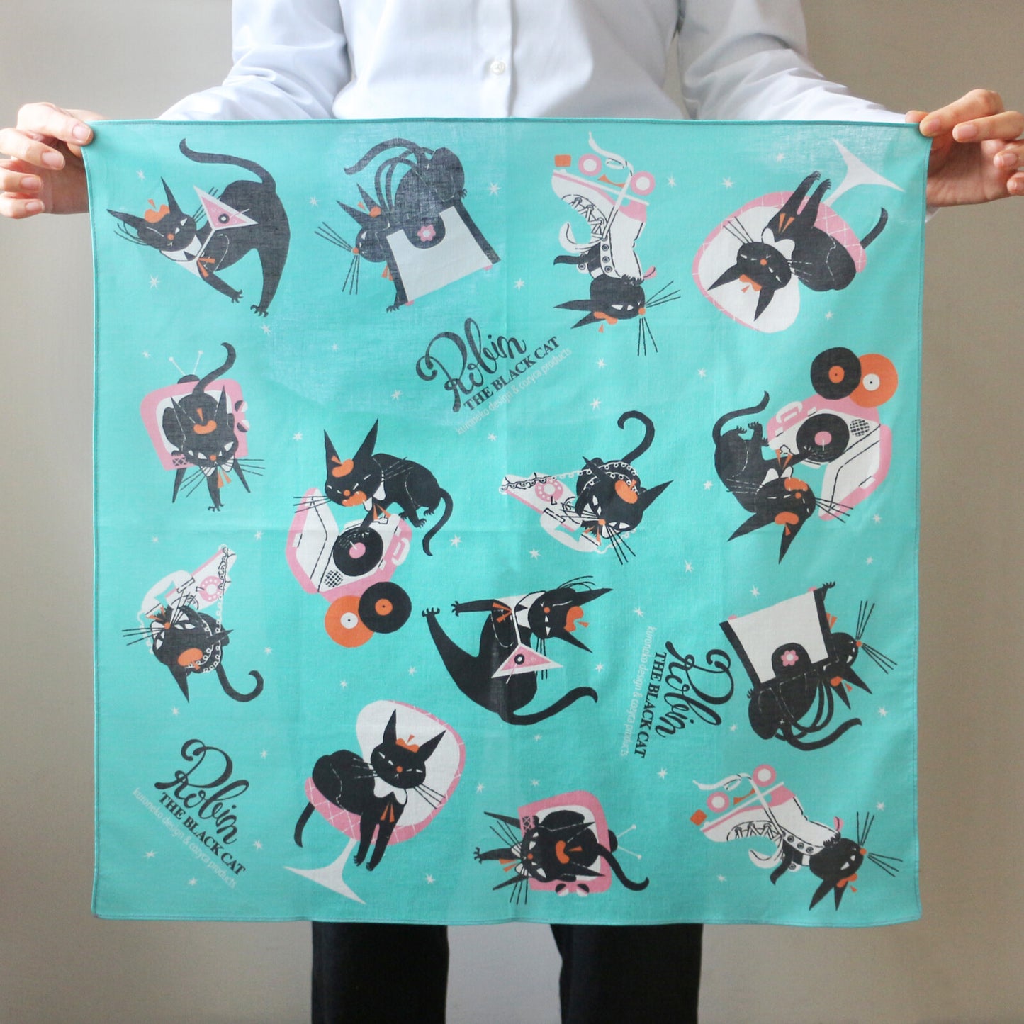 Cozyca - Handkerchief - Black Cat Robin - Black Cat