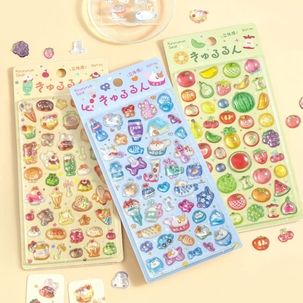 BGM - Kyururun 3D Crystal Sticker Sheet Vol. 3 - Cute Adorable Stickers For a Fun Life