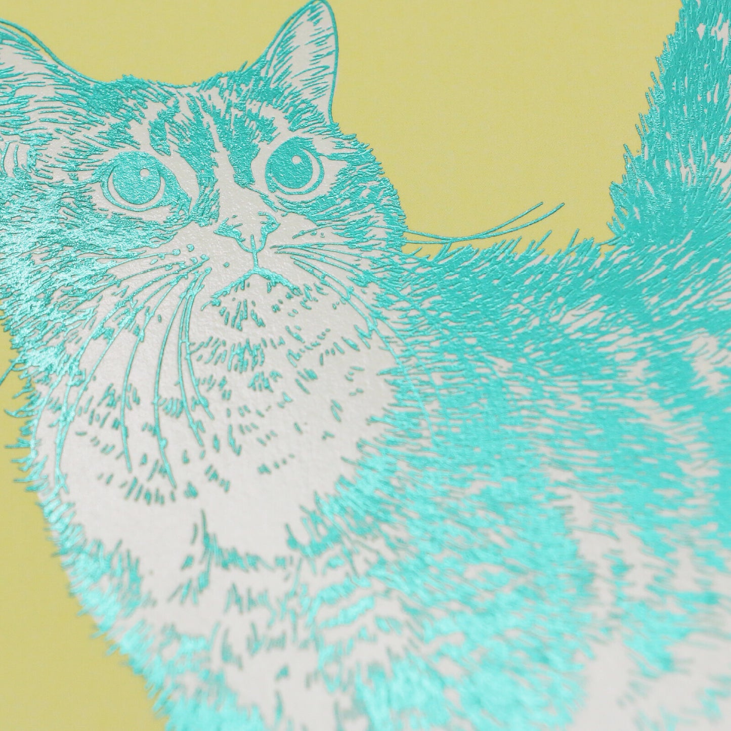 ROKKAKU - Foil-stamped Postcard - Cat Art Collection - Warabi