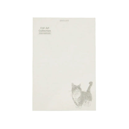Postcard with a cat illustration on a gray background