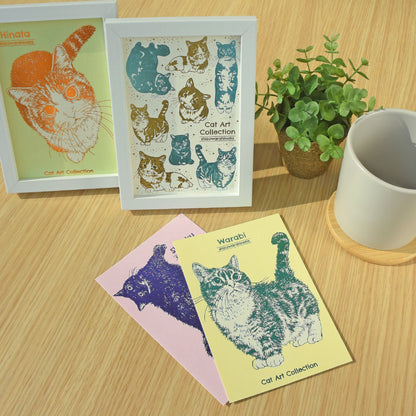 ROKKAKU - Foil-stamped Postcard - Cat Art Collection - Warabi