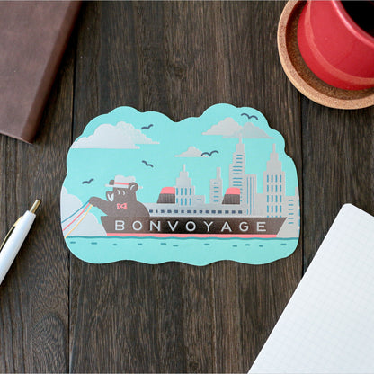 OB1TOY x ROKKAKU - Foil-Stamped Die-Cut Postcard - Bear's Travels - Ships Tours