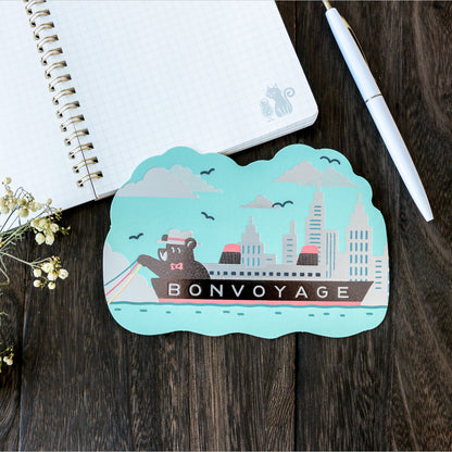 OB1TOY x ROKKAKU - Foil-Stamped Die-Cut Postcard - Bear's Travels - Ships Tours