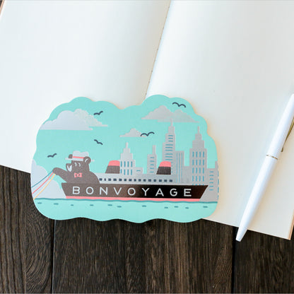 OB1TOY x ROKKAKU - Foil-Stamped Die-Cut Postcard - Bear's Travels - Ships Tours