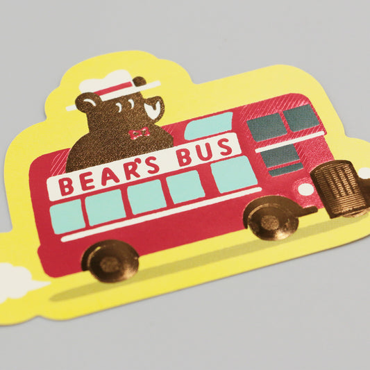 OB1TOY x ROKKAKU - Retro Sticker - Bear's Travels - Bus Tours
