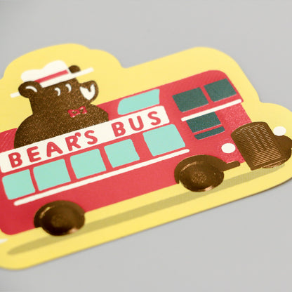 OB1TOY x ROKKAKU - Retro Sticker - Bear's Travels - Bus Tours