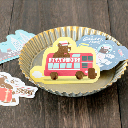 OB1TOY x ROKKAKU - Retro Sticker - Bear's Travels - Bus Tours