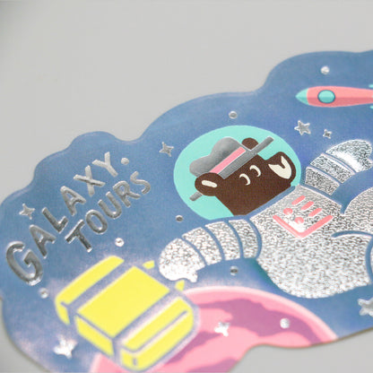 OB1TOY x ROKKAKU - Retro Sticker - Bear's Travels - Galaxy Tours