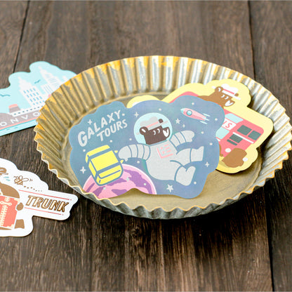 OB1TOY x ROKKAKU - Retro Sticker - Bear's Travels - Galaxy Tours