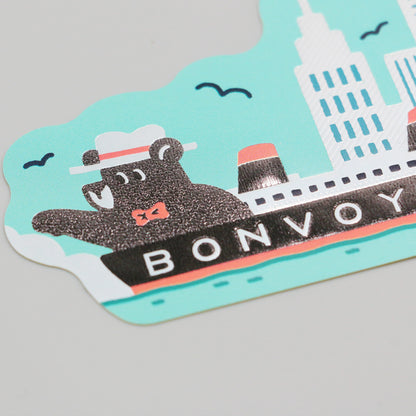 OB1TOY x ROKKAKU - Retro Sticker - Bear's Travels - Ships Tours