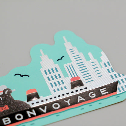 OB1TOY x ROKKAKU - Retro Sticker - Bear's Travels - Ships Tours