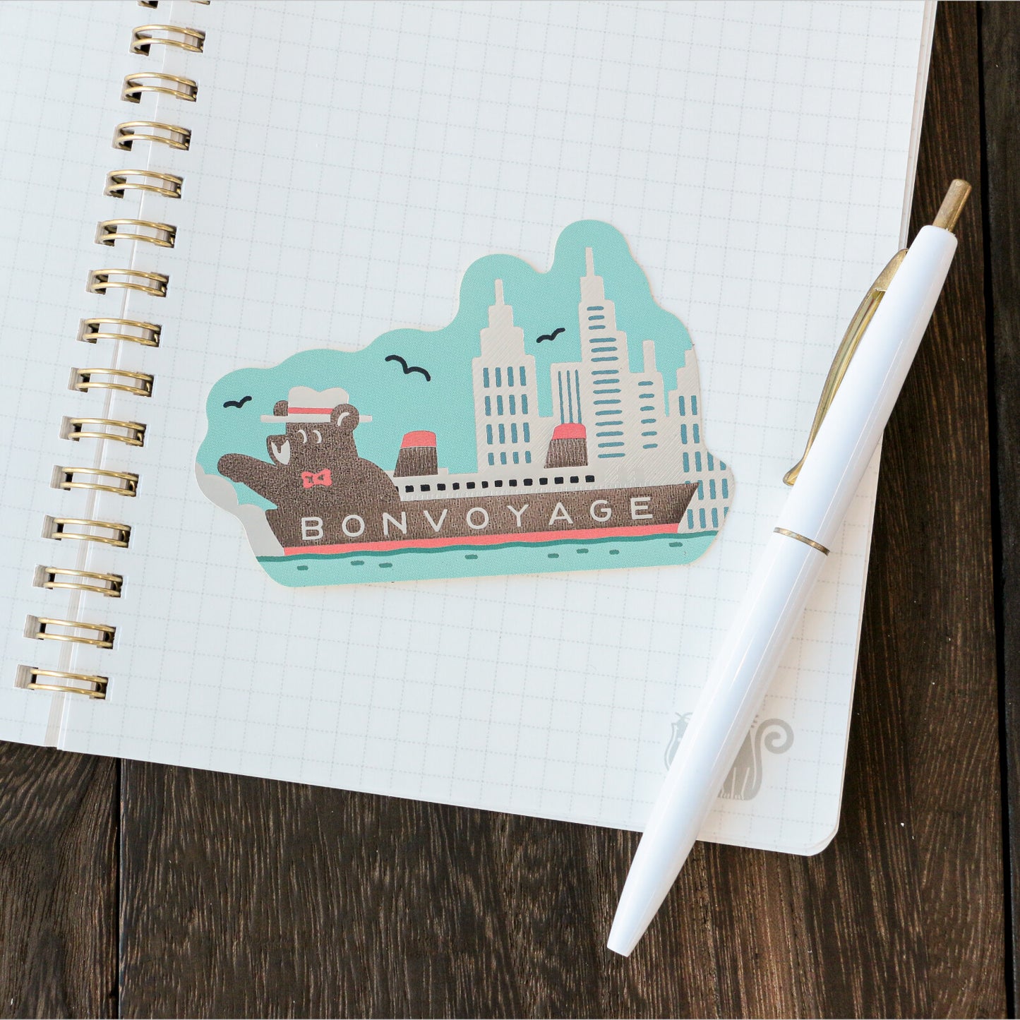 OB1TOY x ROKKAKU - Retro Sticker - Bear's Travels - Ships Tours