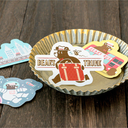 OB1TOY x ROKKAKU - Retro Sticker - Bear's Travels - Trunk Tours