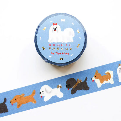 Cozyca - Foil-Stamped Washi Tape - Reiko Tada - Doggie Parade