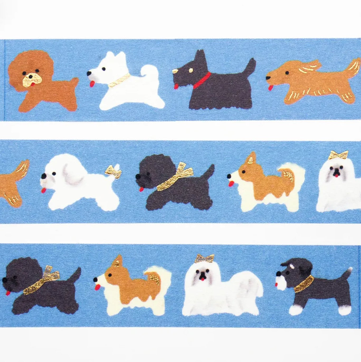 Cozyca - Foil-Stamped Washi Tape - Reiko Tada - Doggie Parade