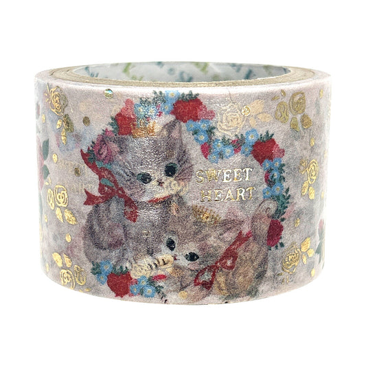 SEAL-DO Shinzi Katoh - 27mm Sparkling Washi Tape - Chaton Rose Cats