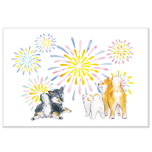 Active Corporation - Summer Limited - Postcard - Shiba Inu - Fireworks