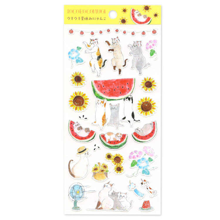 Active Corporation - Summer Limited - Sticker Sheet - Tocorocomugi - Summer Vacation Kitty