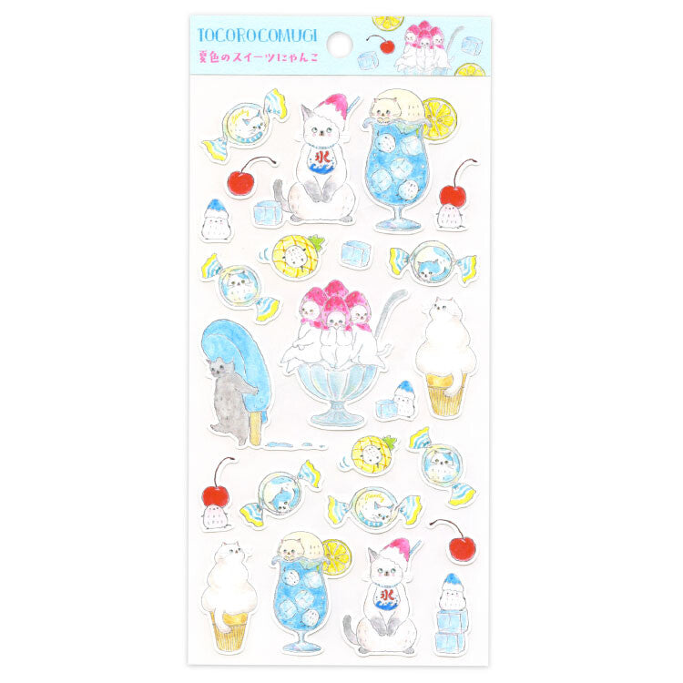 Active Corporation - Summer Limited - Sticker Sheet - Tocorocomugi - Ice Treats Kitty