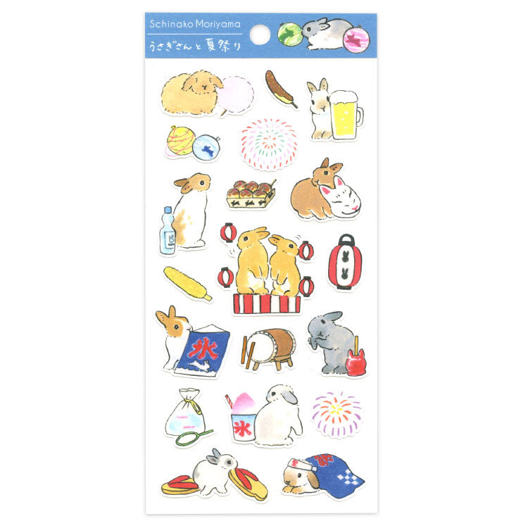 Active Corporation - Summer Limited - Sticker Sheet - Schinako Moriyama - Rabbits and Summer Festival
