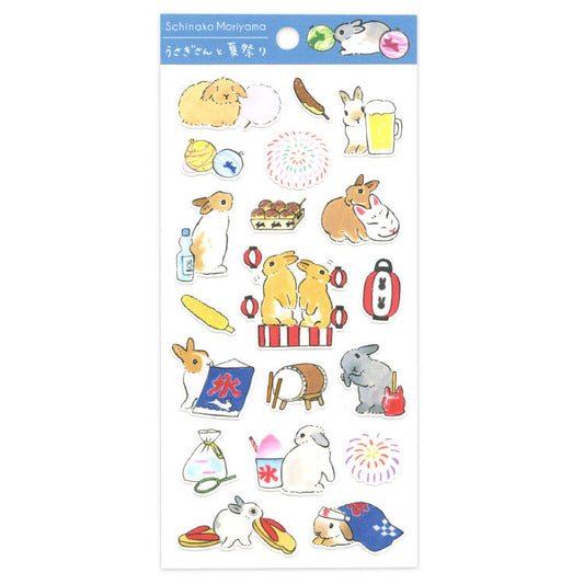 Active Corporation - Summer Limited - Sticker Sheet - Schinako Moriyama - Rabbits and Summer Festival