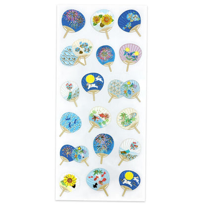 Active Corporation - Summer Limited - Foil-Stamped Stickers - Japanese Fan Designs