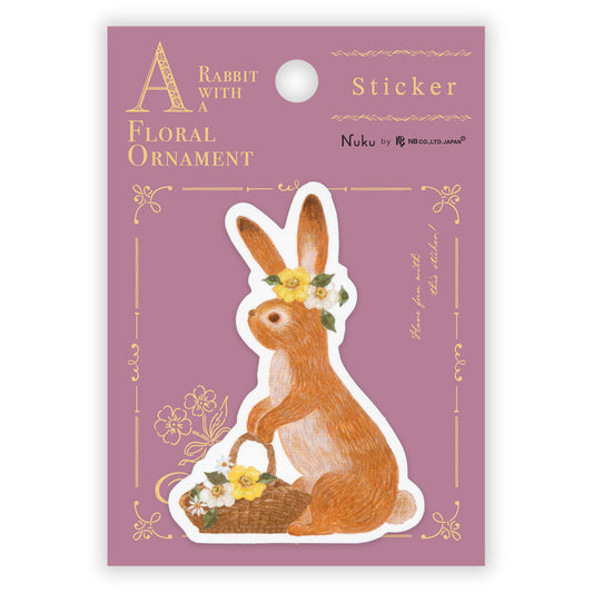 Ressa Panda Books Series - Die-Cut Sticker - A Rabbit With a Floral Ornament