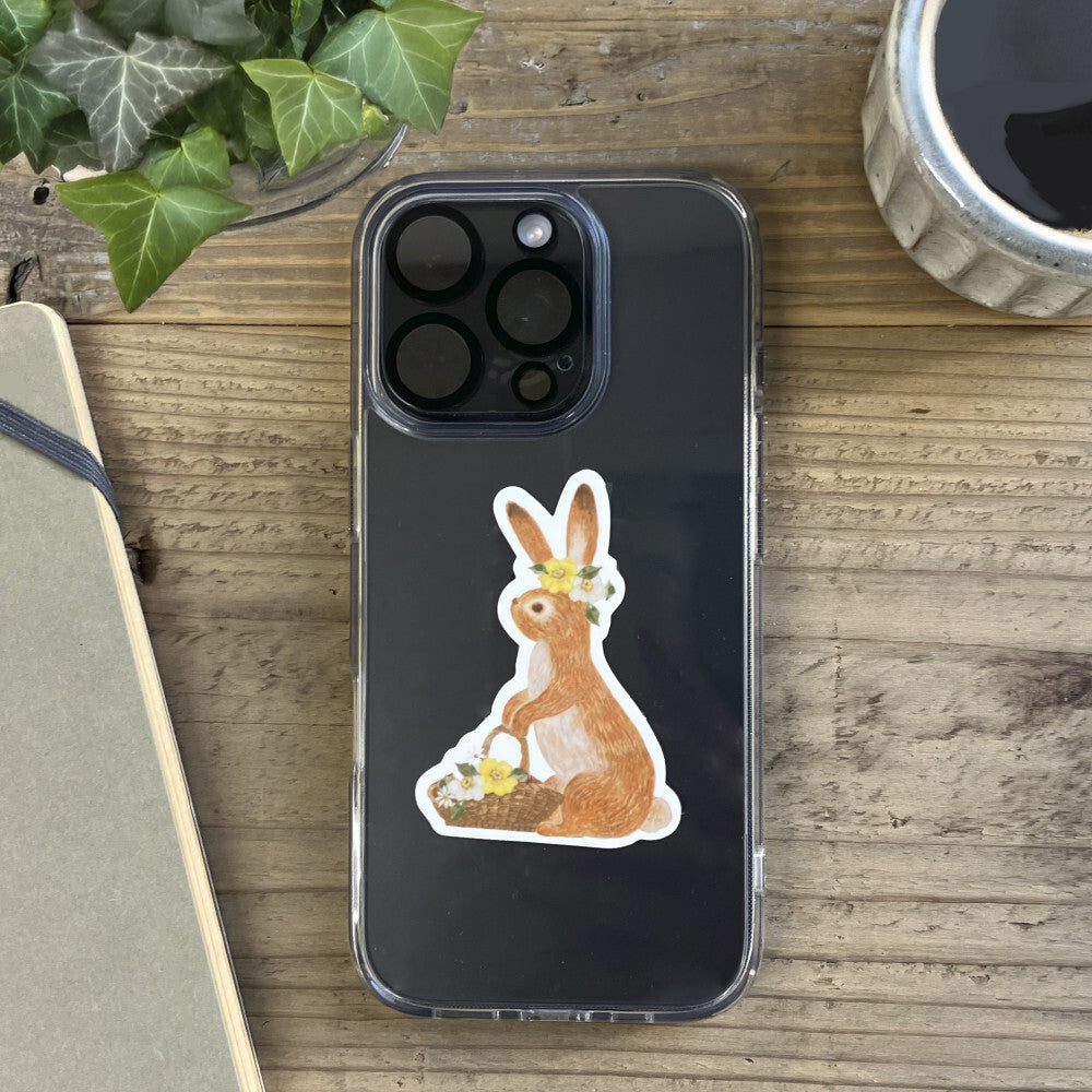 Ressa Panda Books Series - Die-Cut Sticker - A Rabbit With a Floral Ornament