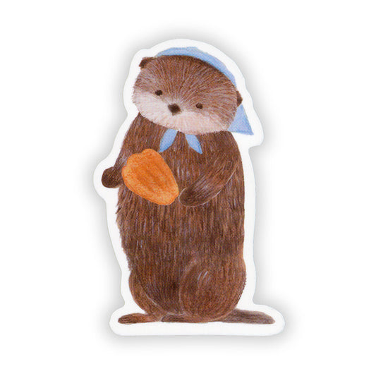Ressa Panda Books Series - Die-Cut Sticker - A Sea Otter and Shell Madeleines