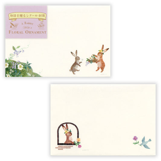 Ressa Panda Books Series - Illustrated Envelopes - A Rabbit With a Floral Ornament