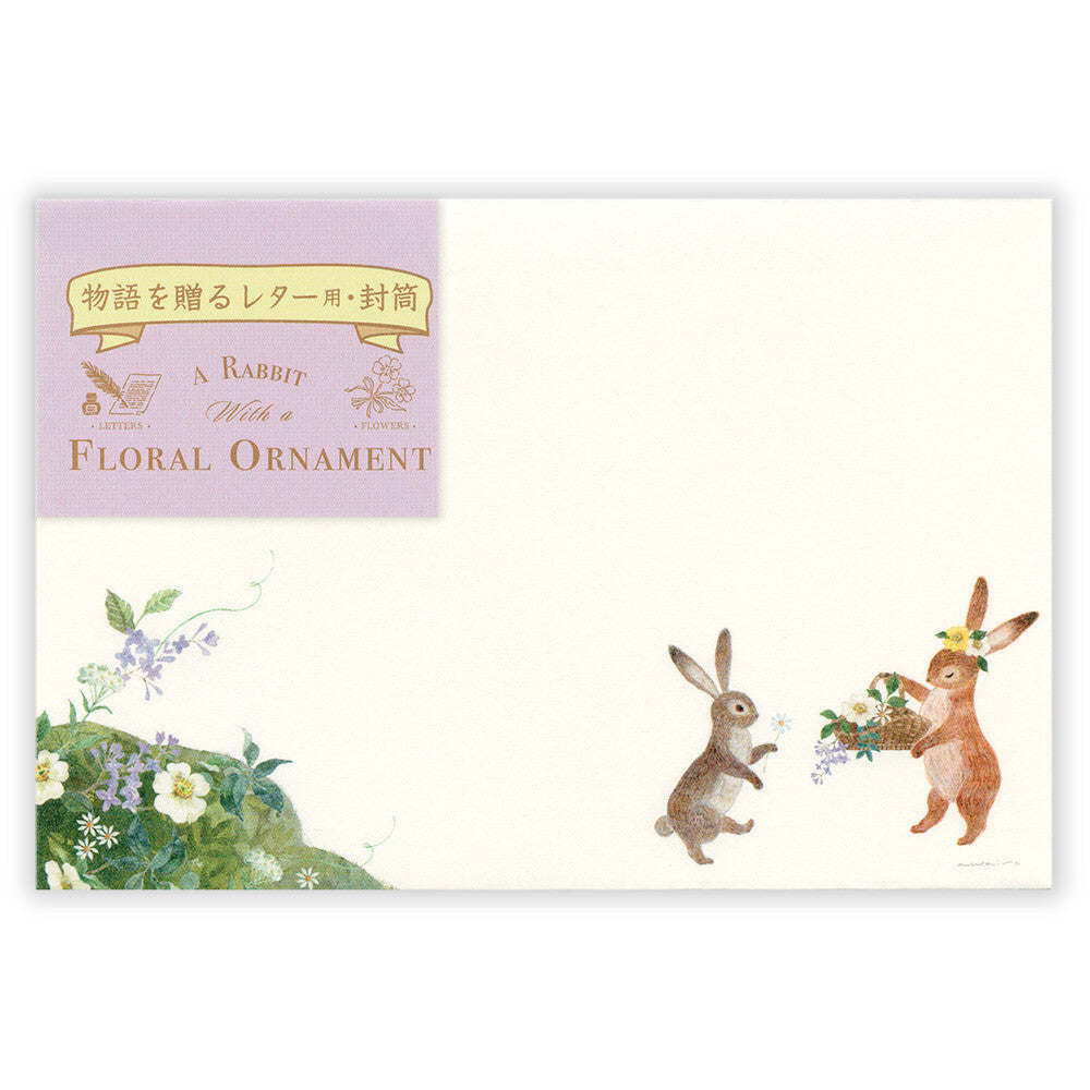 Ressa Panda Books Series - Illustrated Envelopes - A Rabbit With a Floral Ornament