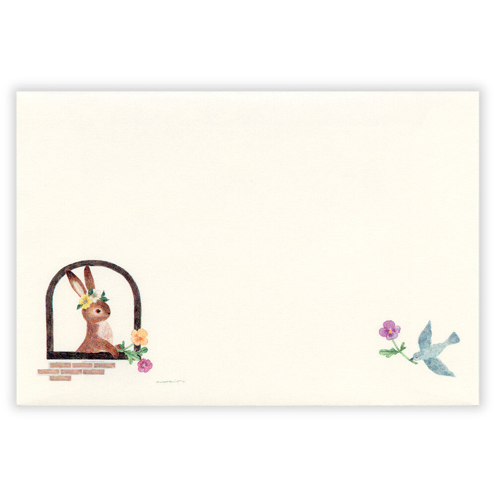 Ressa Panda Books Series - Illustrated Envelopes - A Rabbit With a Floral Ornament
