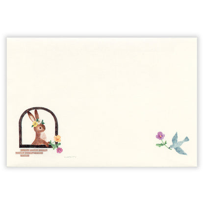 Ressa Panda Books Series - Illustrated Envelopes - A Rabbit With a Floral Ornament