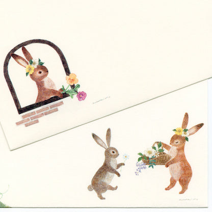 Ressa Panda Books Series - Illustrated Envelopes - A Rabbit With a Floral Ornament