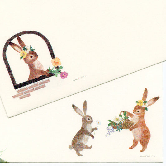 Ressa Panda Books Series - Illustrated Envelopes - A Rabbit With a Floral Ornament