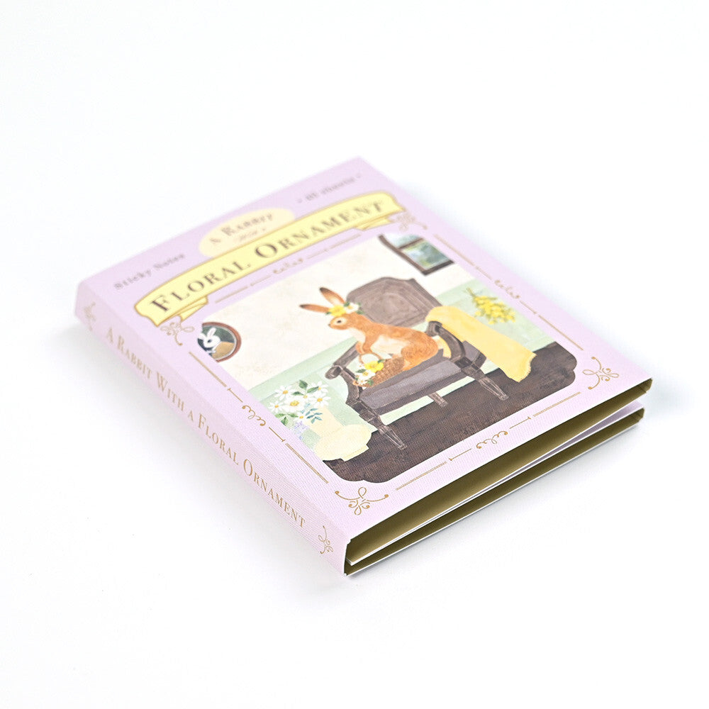 Ressa Panda Books Series - Sticky Note Folio - A Rabbit With a Floral Ornament