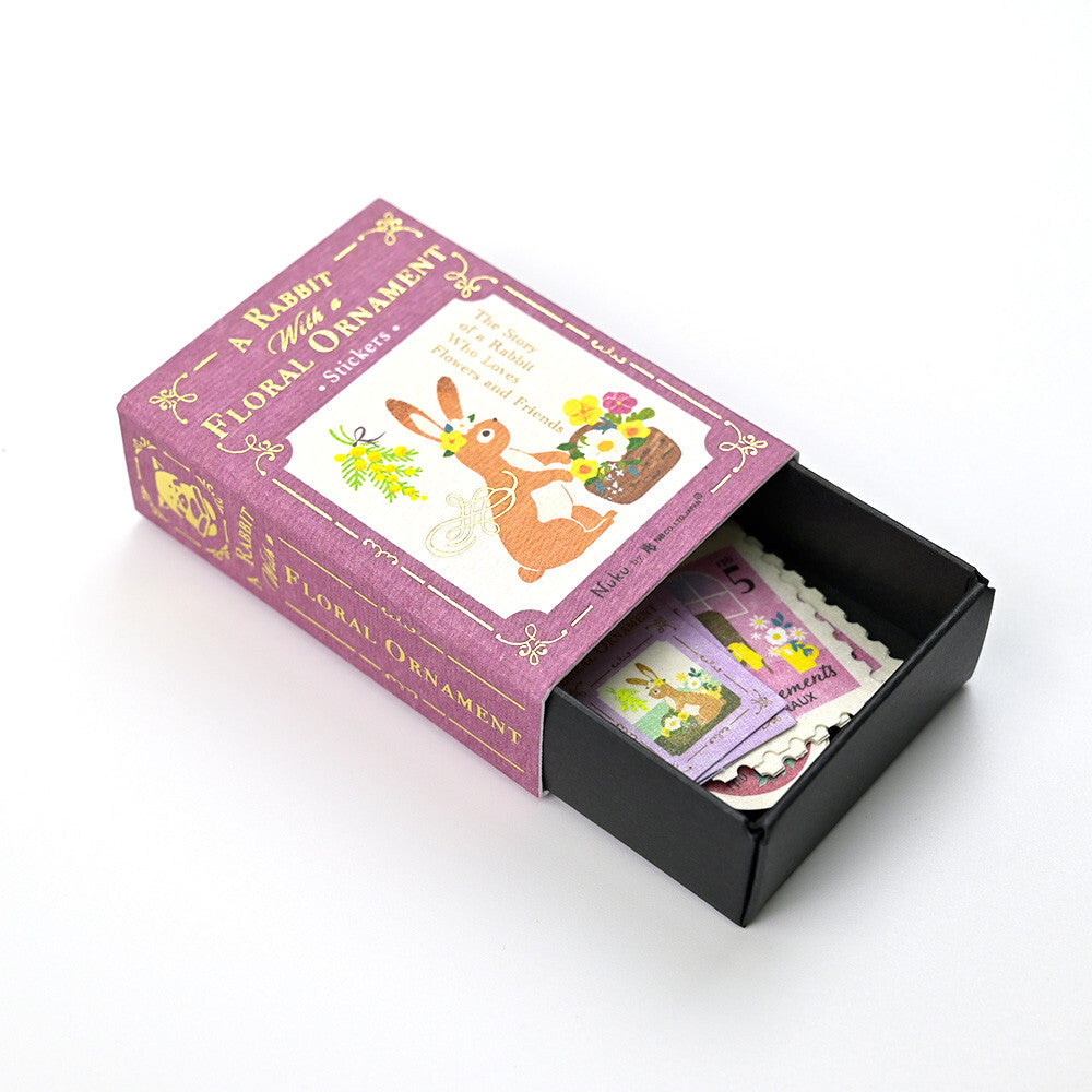Ressa Panda Books Series - Flake Stickers - A Rabbit With a Floral Ornament
