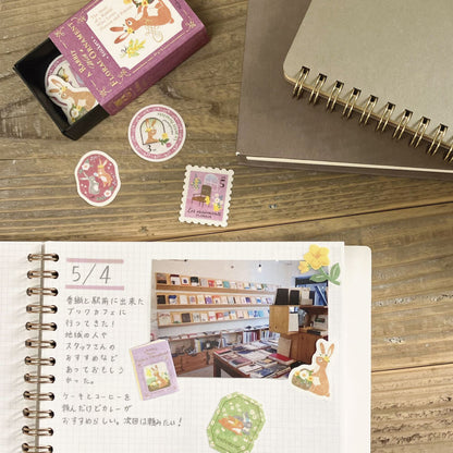 Ressa Panda Books Series - Flake Stickers - A Rabbit With a Floral Ornament
