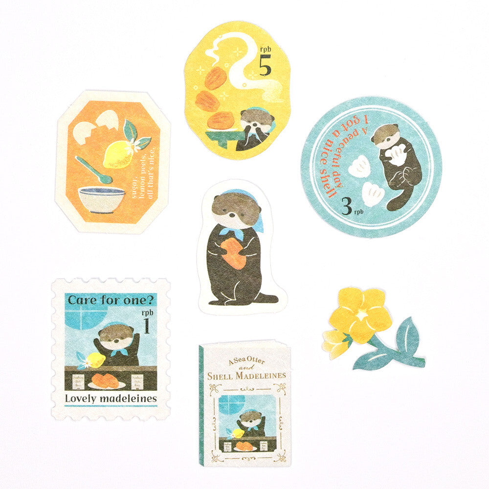 Ressa Panda Books Series - Flake Stickers - A Sea Otter and Shell Madeleines