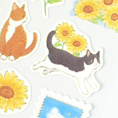 NB Co. Ltd. - Summer Limited - Sticker Sheet - Summer Vacation (Cats and Sunflowers)