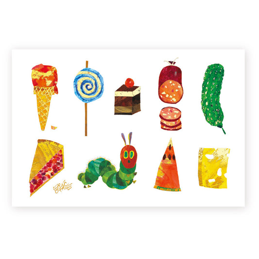 Cozyca - Foil-stamped Postcard - Eric Carle - The Very Hungry Caterpillar - Food