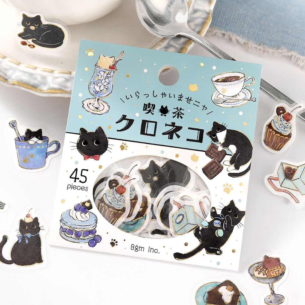 BGM - Flake Stickers - Welcome, Meow! - Kuroneko Cafe (Black Cat Cafe)